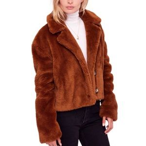 Free People Faux Fur Swing Coat Vintage